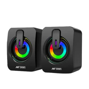 Ant Esports GS170 Gaming Speaker for PC, Stereo 2.0 USB RGB LED Lights Powered Desktop Mini Multimedia Speaker with 3.5 mm Aux-in, in-line Volume Control